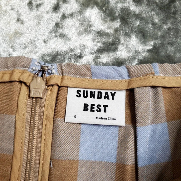 Sunday Best Plaid Blue/Tan Mini Skirt - Picture 3 of 8